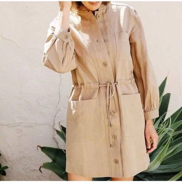 Apiece Apart Nueva Aragon Button Up Dress with Cinch Waist in Camel Size 6 - Picture 1 of 5